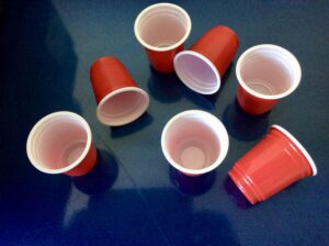 Photo of red cups which are part of my story on this webpage.